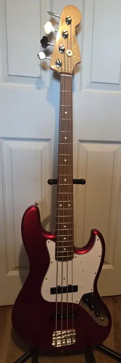 2017 FENDER HYBRID 60S JAZZ BASS, RED SPARKLE MADE IN JAPAN-EXCELLENT CONDITION