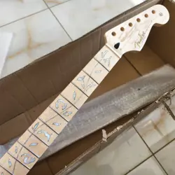  ST GUITAR NECK 24 FRET 25.5INCH MAPLE FINGERBOARD VINE INLAY FOR DIY FENDER