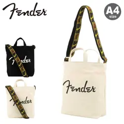 FENDER SHOULDER TOTE BAG BLACK CANVAS MEN LADIES W28(39)×H35×D12CM