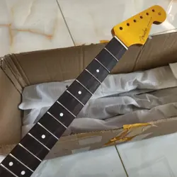 VINTAGE 21FRET MAPLE ST ELECTRIC GUITAR NECK FOR DIY FENDER REPLACE YELLOW GLOSS