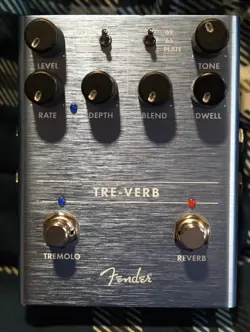 FENDER TRE-VERB DIGITAL REVERB TREMOLO GUITAR EFFECTS PEDAL, LIGHTLY USED