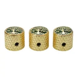 3PCS GOLD GUITAR BASS KNOBS TREE OF LIFE TOP FIT IBANEZ,KIESEL,PEAVEY,FENDER,ESP
