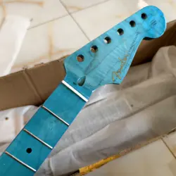 22 FRETS BLUE FLAME MAPLE ST ELECTRIC GUITAR NECK FOR DIY FENDER NECK 25.5