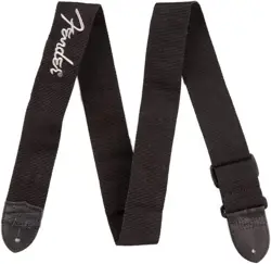 FENDER BLACK POLY STRAP BLACK WITH GREY LOGO