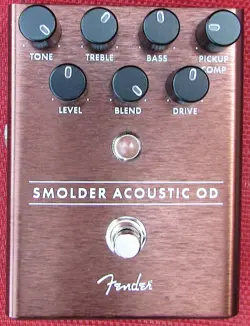 FENDER SMOLDER ACOUSTIC OVERDRIVE GUITAR EFFECTS PEDAL W/ BOX