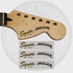 SQUIER BY FENDER JAGUAR WATERSLIDE GUITAR NECK HEADSTOCKS DECALS (SET OF 3)