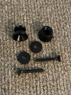 USA SELLER~2X BLACK STRAP BUTTON FOR FENDER STRATOCASTER SQUIER TELECASTER