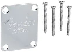 ELECTRIC GUITAR SILVER NECK PLATE MIT FENDER LOGO SCREWS FOR  GUITAR REPLACEMENT