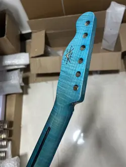 BLUE GLOSS TELE ELECTRIC GUITAR NECK 22FRET TIGER FLAME MAPLE FENDER TL REPLACE