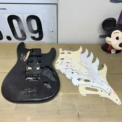 FENDER SQUIER STRATOCASTER GUITAR BODY PICKGUARD LOT - BLACK