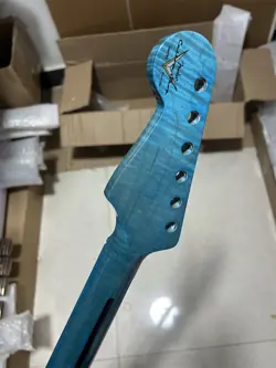 BLUE GLOSS ST ELECTRIC GUITAR NECK 22FRET TIGER FLAME MAPLE FENDER STRAT REPLACE
