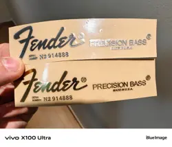 2PCS FENDER PRECISION GUITAR HEADSTOCK SELF-ADHESIVE METAL STICKER SILVER+GOLDEN