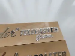 2PC FENDER TELECASTER CUSTOM GUITAR HEADSTOCK SELF-ADHESIVE METAL STICKER SILVER