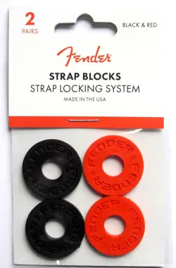 FENDER STRAP BLOCKS 2 PAIR BLACK/RED