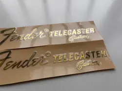 2PCS FENDER TELECASTER CUSTOM GUITAR HEADSTOCK SELF-ADHESIVE METAL STICKERS GOLD