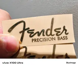 2PCS GOLD FENDER PRECISION BASS GUITAR HEADSTOCK SELF-ADHESIVE METAL STICKER