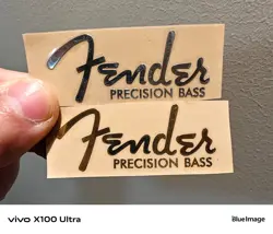 GOLD+SILVER 2 FENDER PRECISION BASS GUITAR HEADSTOCK SELF-ADHESIVE METAL STICKER