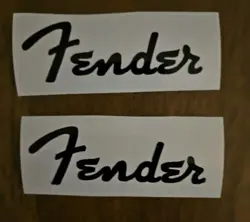 2  GUITAR HEADSTOCK FENDER LOGOS  DIE-CUT BLACK  VINYL SMALLER SIZED DECAL