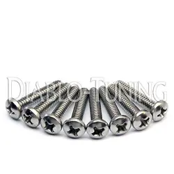 8 STAINLESS STEEL SINGLE COIL MOUNTING SCREWS - FOR FENDER STRAT & TELE GUITAR