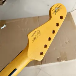 YELLOW 22 FRET ST ELECTRIC GUITAR NECK PART MAPLE FOR DIY FENDER REPLACE MATTE