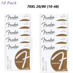 10PACK-10-48-70XL 20/80 BRONZE EXTRA LIGHT ACOUSTIC GUITAR STRINGS FOR FENDER