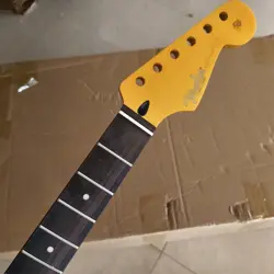 22 FRET ST ELECTRIC GUITAR NECK PART MAPLE FOR DIY FENDER REPLACE YELLOW MATTE