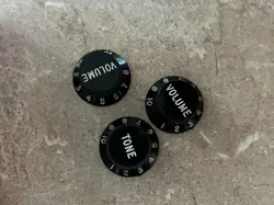 SET 1970S FENDER JAZZ BASS VVT KNOBS SET BLACK 1977 1978 1979 1980 1981