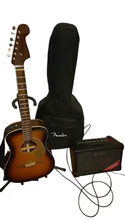 FENDER ECO MALIBU PLAYER SUNBURST GUITAR & BOSS CUBE STREET 2 AMP SET