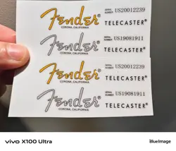 2 SETS FENDER TELECASTER GUITAR VINYL UV HEADSTOCK DECALS STICKER WITH SERIAL NO
