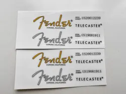2SETS FENDER TELECASTER GUITAR VINYL UV HEADSTOCK DECALS STICKERS WITH SERIAL NO