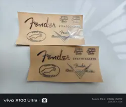 2SET SELF-ADHESIVE METAL STICKER FOR FENDER STRATOCASTER GUITAR HEADSTOCK SILVER