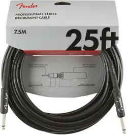 FENDER PROFESSIONAL SERIES BLACK GUITAR/INSTRUMENT CABLE, STRAIGHT, 25' FT