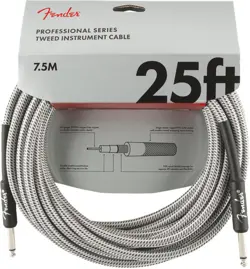GENUINE FENDER PROFESSIONAL SERIES GUITAR/INSTRUMENT CABLE, WHITE TWEED - 25' FT