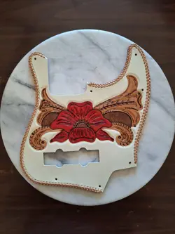 TOOLED LEATHER PICKGUARD FOR FENDER JAZZ BASS