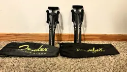 FENDER PORTABLE MINI TRAVEL FOLDING PORTABLE GUITAR FLOOR STAND-BLACK METAL