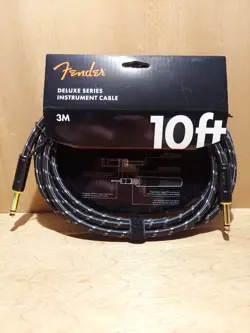 FENDER DELUXE SERIES 10FT INSTRUMENT CABLE - BLACK, BRAND NEW!