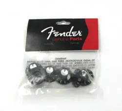 (6) FENDER VINTAGE BLACK 1-10 SKIRTED AMPLIFIER AMP KNOBS 099-0930-000