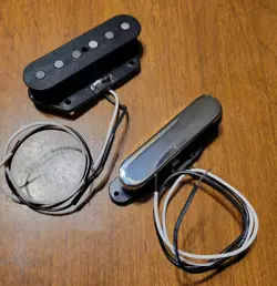 FENDER TEX-MEX TELECASTER PICKUPS, SET OF 2, BLACK AND CHROME