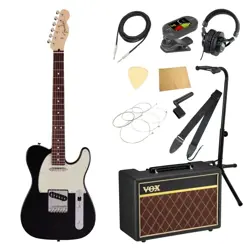 FENDER MIJ JUNIOR COLLECTION TELECASTER RW BLK WITH VOX AMPLIFIER 11-PIECE BEGIN