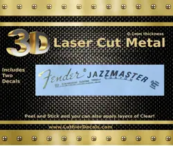 FENDER JAZZMASTER GUITAR HEADSTOCK DECAL STICKER RESTORATION 3D METAL LOGO M99B