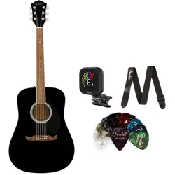 FENDER FA-125 BLACK W/ FENDER PICK 12 PCK, FENDER STRAP, FENDER TUNER BUNDLE