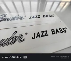 2PCS FENDER JAZZ BASS GUITAR SILVER WATERSLIDE TRANSFER HEADSTOCK DECALS STICKER