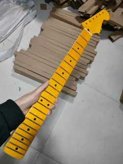 VINTAGE 21 FRET STRAT GUITAR NECK MAPLE FOR DIY FENDER REPLACE MATTE  YELLOW