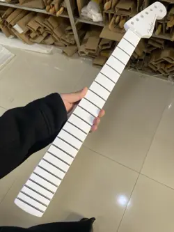 WHITE FENDER STRAT STYLE ELECTRIC GUITAR NECK GLOSS BLACK DOT ST 25.5.