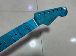 STAINLESS STEEL 22 FRET BLUE FLAME MAPLE STRAT ELECTRIC GUITAR NECK FENDER STYLE