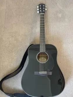 FENDER CD-60S ACOUSTIC GUITAR BLACK WITH STRAP - EXCELLENT CONDITION
