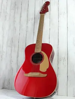 FENDER MALIBU PLAYER ACOUSTIC GUITAR W/ CASE & CABLE - USED, MINOR SCUFFS