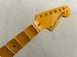 YELLOW FULL SCALLOPED GUITAR NECK 24 FRET MAPLE FRETBOARD FOR DIY FENDER STYLE