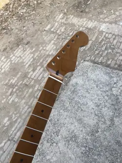 ELECTRIC GUITAR NECK 22 FRETS TIGER ROASTED FLAME MAPLE FENDER STRAT REPLACEMENT