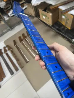 22FRETS BLUE ELECTRIC GUITAR NECK FLAME MAPLE FENDER TELE REPLACE HANDLE 25.5IN
